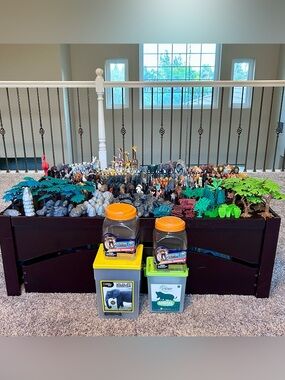 Mega Lot Of Wild Animal Figurines With Landscaping